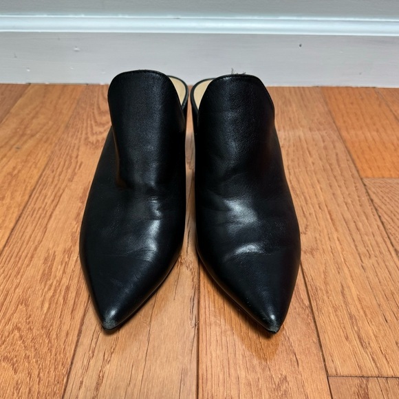 Neiman Marcus Pointed Toe Heeled Mule Black Leather Size 9 - Picture 2 of 11